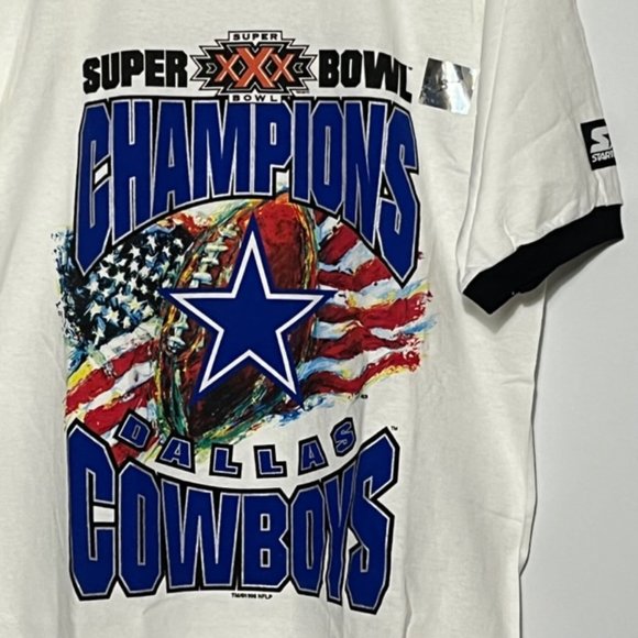 Vintage STARTER 1996 Dallas Cowboys Super Bowl XXX Champions T-Shirt NWOT Men M - Picture 6 of 12